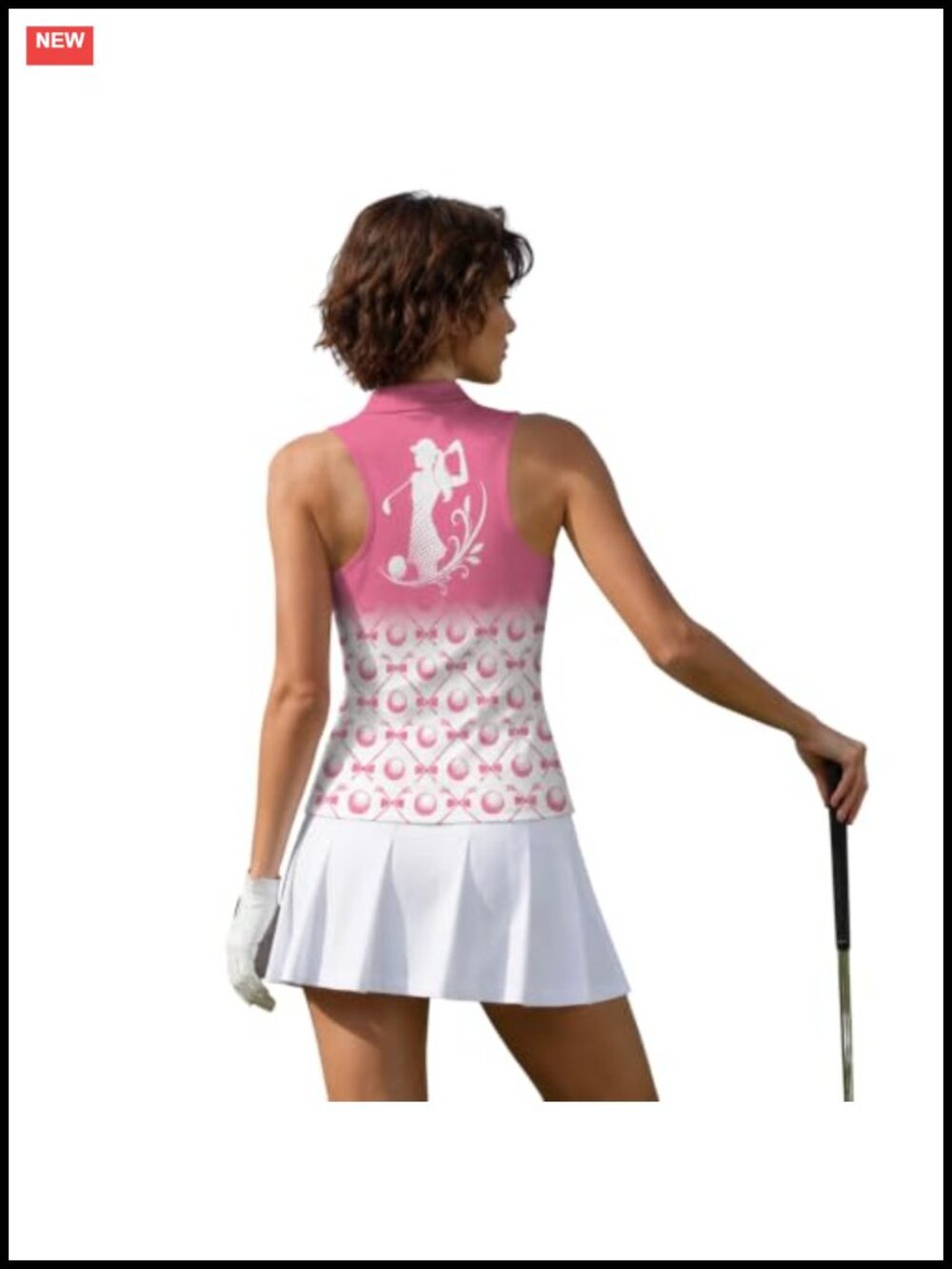 Women's Sleeveless Golf Polo Button Placket Racerback Slim Fit Athletic
